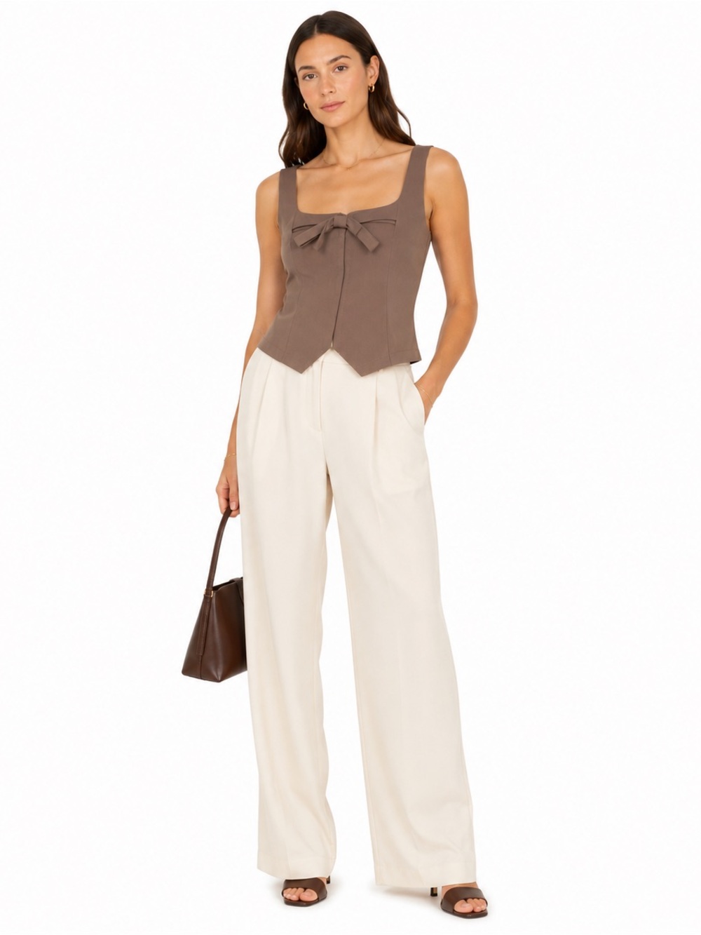 Square-Neck Bow Front Crop Top NWT